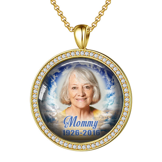 Personalized Photo Necklace With Memorial Years and Quotes