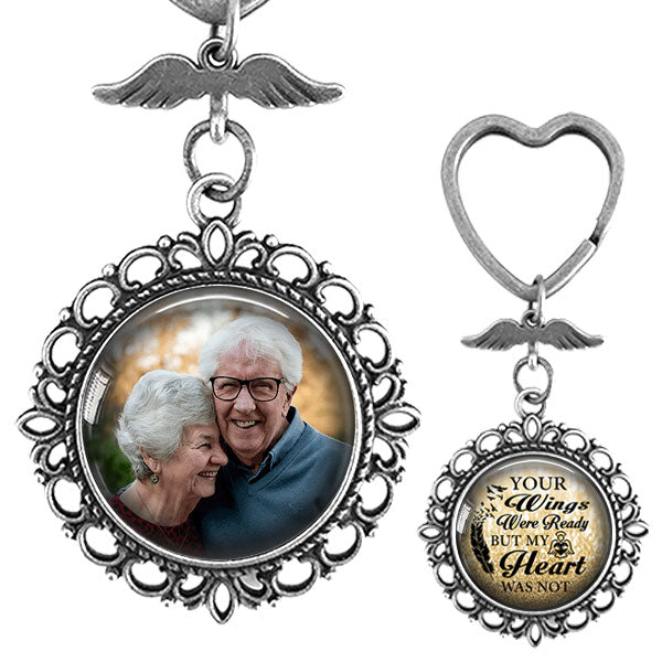 Your Wings Were Ready But My Heart Was Not - Two Sided Personalized Photo keychain