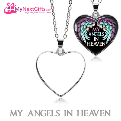 My Angel / Angels in Heaven - Two Sided Personalized Photo Necklace