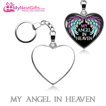 My Angel / Angels in Heaven - Two Sided Personalized Photo Keychain
